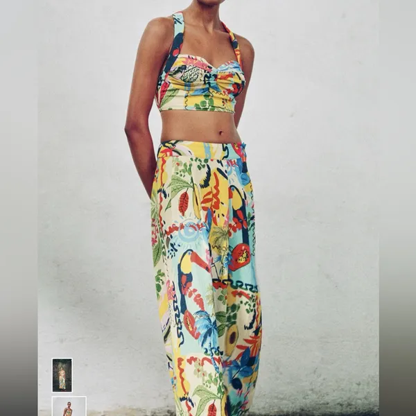🆕 2026 ZARA Floral Multicolor Women's Crop Top - Image 5