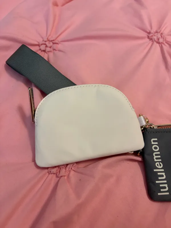 Gray and white Lululemon dual keychain - Image 4
