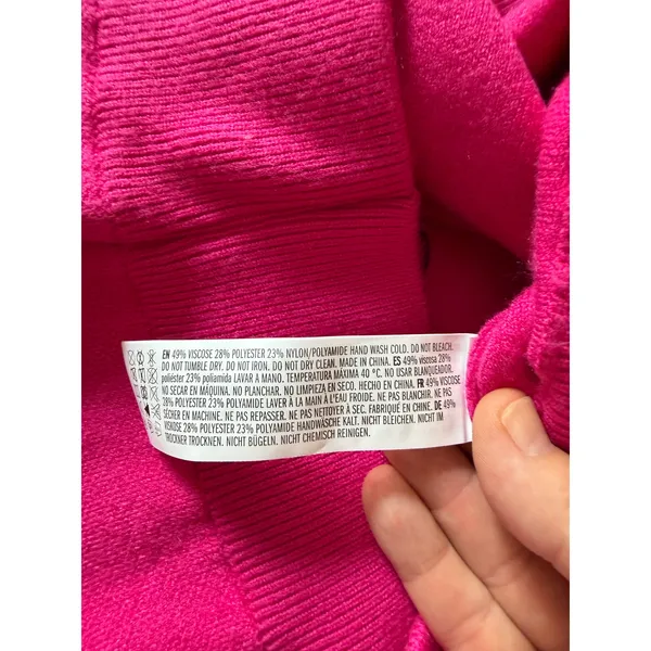 English Factory Hot Pink Sequin Polka Dot Puff Sleeve Sweater S - Image 9