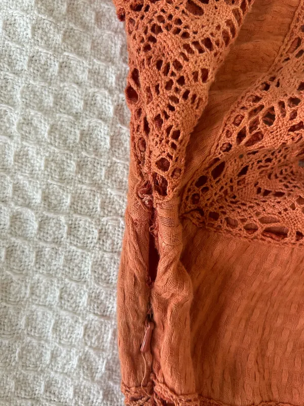 *Rare* Free People Rust Lace Bell Sleeve Dress - Image 8
