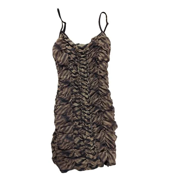 Urban Outfitters Megan Mesh Bodycon Mini‎ Dress leopard print sz L y2k - Image 5