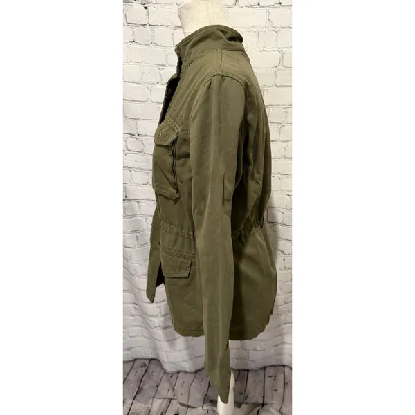 Gap Jacket Womens XS Army Green Classic Utility Snap Cinch Waist Military Field - Image 4