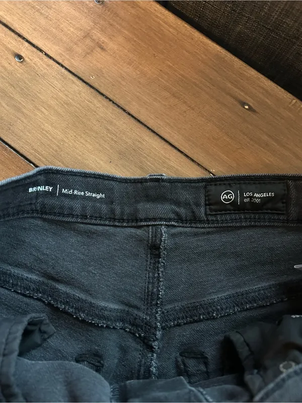 AG Brinley Mid Rise Straight Leg Dark Charcoal Black Jeans 28 - Image 7