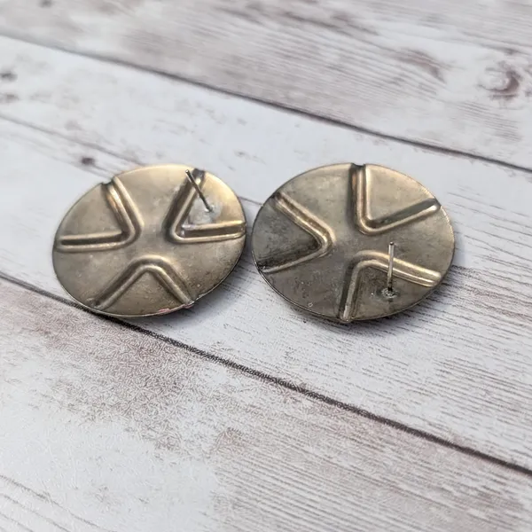 Vintage Stud Earrings For Pierced Ears Retro Circular Extra Large - Image 5