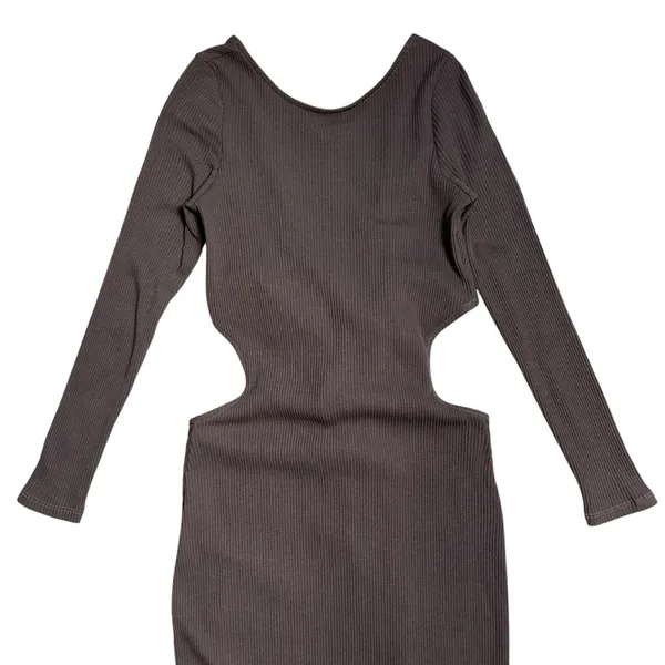 Free People Beach Brown Last Minute Ribbed Midi Dress Womens M - Image 3
