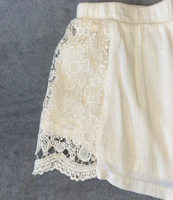 Rue 21 White Rayon Shorts w/ Lace Trim Sides - Image 3