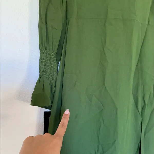 Reformation Galena Long Sleeve Dress in Olive - Image 9