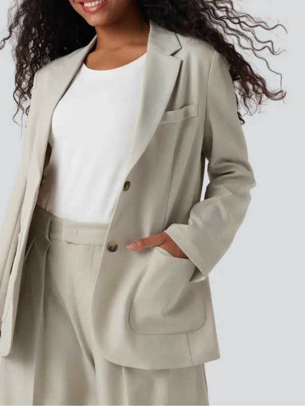 HALARA collar, long sleeve work linen- feel blazer with pockets size extra small - Image 2