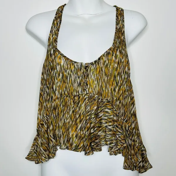ISABEL MARANT ÉTOILE Top Womens Size 2 Boho Ruffle Asymmetrical Earthy Chic - Image 4