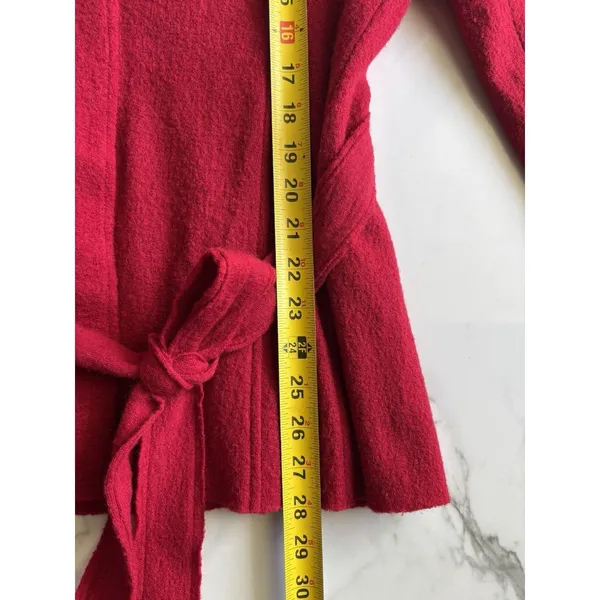 CAbi Red 100% Merino Wool Belted Wrap Cardigan Jacket Sweater Belt M Style 167 - Image 5