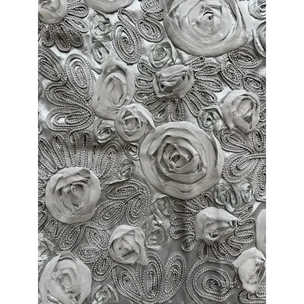 Sue Wong Nocturne NWT Embellish Beaded Rosette Dress 6‎ Platinum Silver Metallic - Image 3