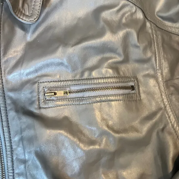 London Fog Women's Gray Faux Leather‎ Bomber Jacket "Outerwear of Distinction" - Image 3