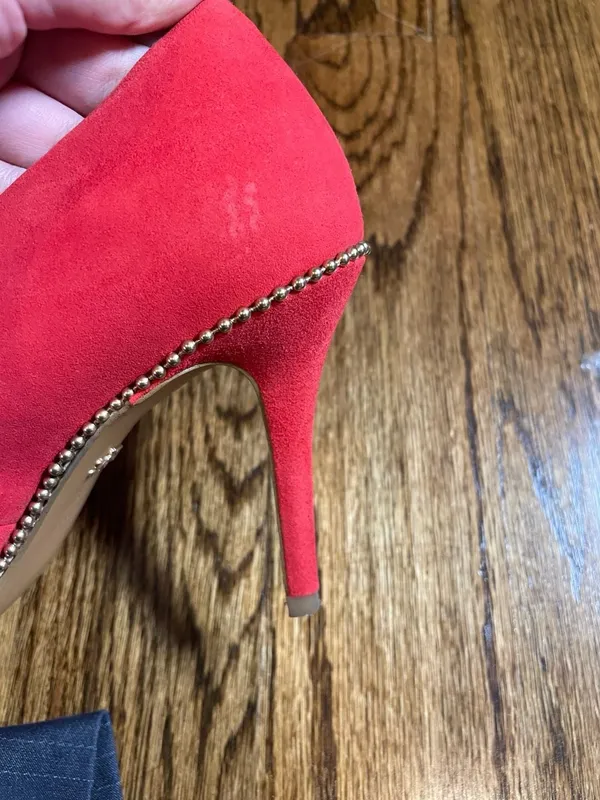Coach Red Suede Waverly Beadchain Pointed Toe Stiletto Heels Size 8.5B - Image 6