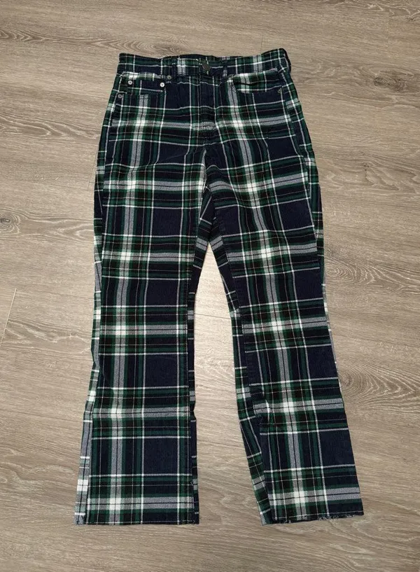 American Eagle Outfitters Green and Blue Plaid Bootcut Pants - Image 2