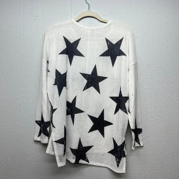 Altar'd State Star Print Knit Sweater Womens Small Stretch Oversized Patriotic - Image 9