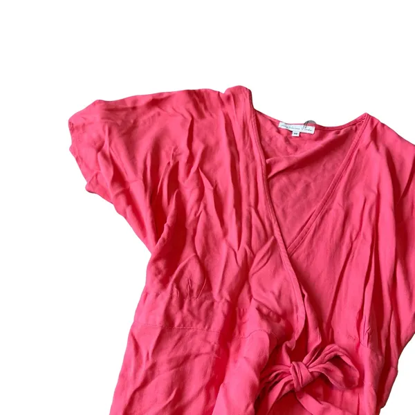 Young Fabulous & Broke Short Sleeve Wrap Dress Bold Pink Flowy Ruffle Medium NWT - Image 3