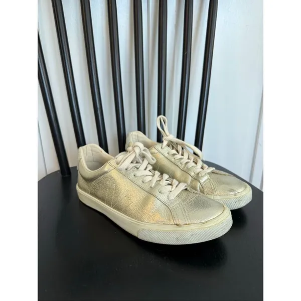 Veja esplar gold leather fashion sneaker size 6 - Image 4