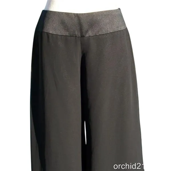 Cache Black Wide Leg Lined Self Belt Crop Pant Gaucho New $128 NWT Flat Front - Image 4