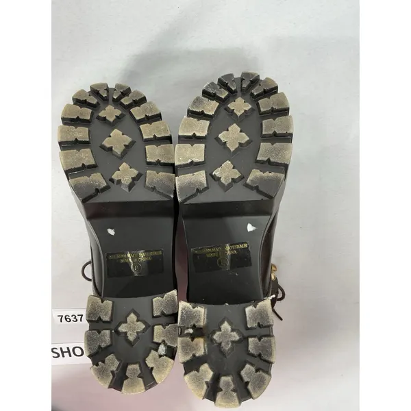 Womans New Lace Up Chunky Platform Ankle Boots Size 8 Brown Lug Heel - Image 7