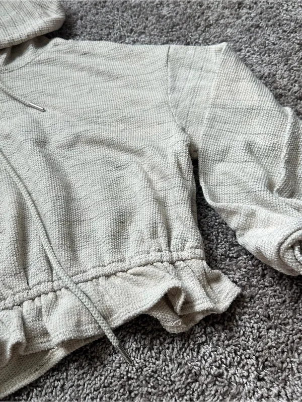 painted threads Cream Cropped Hoodie and Shorts Set - Image 5