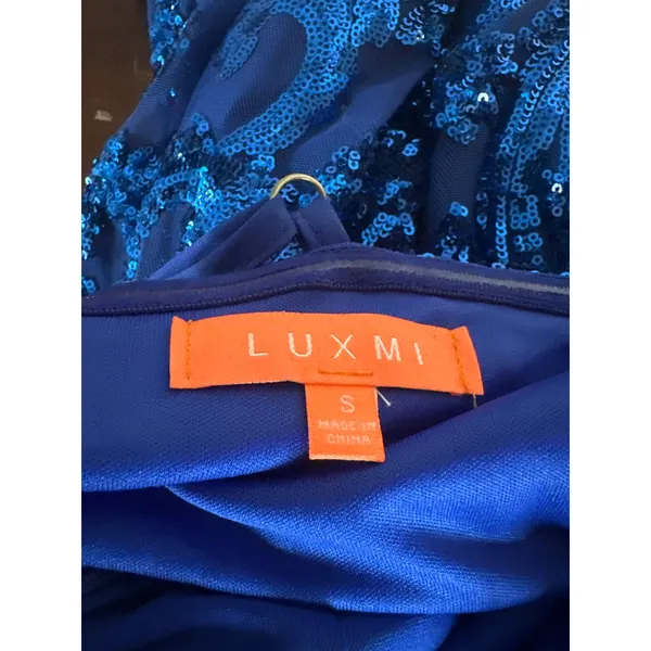 Luxmi Royal Blue Sequin Mermaid Maxi Dress Small Formal Prom Gown Sweetheart - Image 6