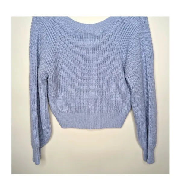 Lulus Blue Crop Reversible Knit Sweater XS‎ Balletcore Coquette Romantic Coastal - Image 6
