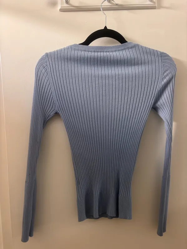 2 ribbed Long Sleeve Top Gray - Image 5
