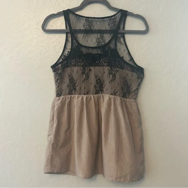 Miss Me silk blend sequined lace peplum babydoll tank blouse size medium y2k - Image 6