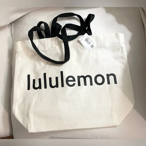 Lululemon NWT Double Handle Canvas Tote Bag 17L Snap Closure Interior Pocket - Image 5