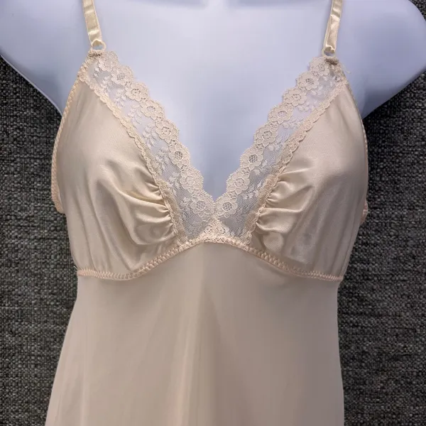 Vintage‎ Babydoll Slip Nightgown Cream XS - Image 2
