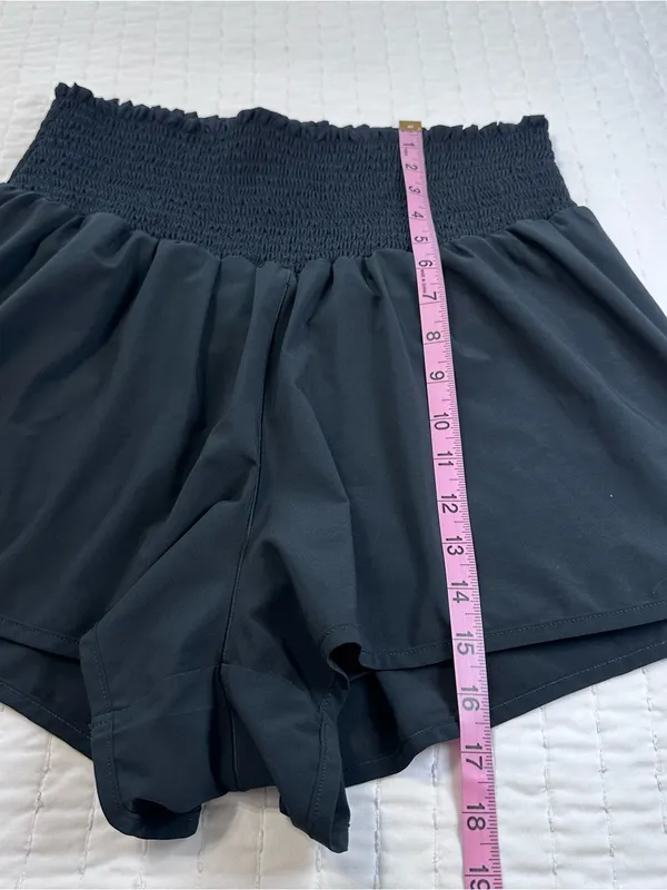 Offline By Aerie Black Smocked Waistband Running Athletic High Waist Shorts - Image 3