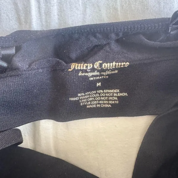 Juicy Couture Black Bedazzled Rhinestone y2k grunge bralette Medium - Image 5