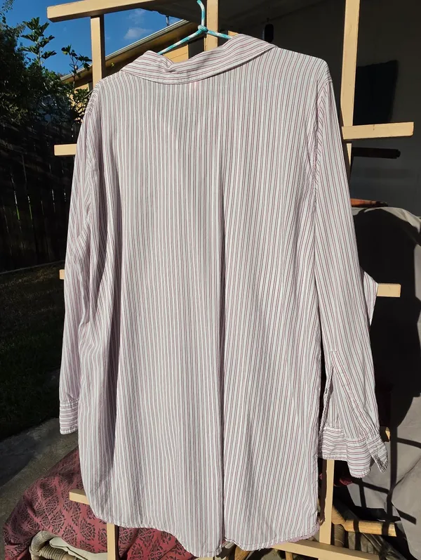 Victoria’s Secret Pink Striped Sleep Shirt Nightgown Pajama Button Down Large - Image 8