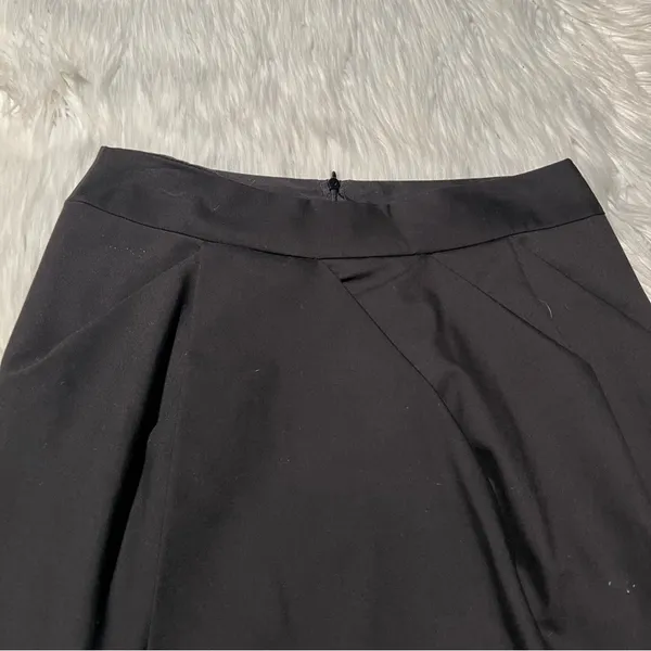 Black High Waisted Tulip Mini Skirt Draped Crossover Front Size Medium - Image 3