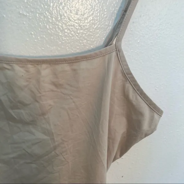 Studio Y Women's Size Large Tank Top Beige Square Neck Adjustable Straps Stretch - Image 6