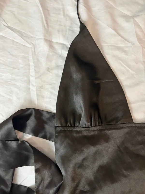 Black Satin Halter Top Size XS - Image 3