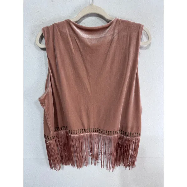 Vocal Women's XL Pink‎ Vest Faux Suede Studded Fringe Western Boho Cowgirl - Image 4