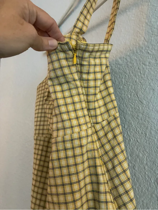 Hollister Split front mini dress | Yellow gingham | Size M - Image 4