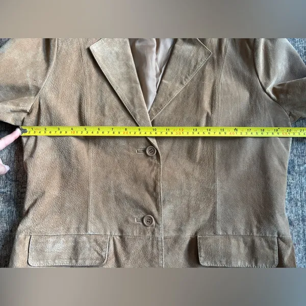 Chadwick’s Tan Suede Leather Blazer Jacket Women’s Size 12 - Image 8