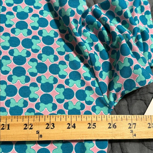 Disney LuLaRoe medium Irma Minnie Mouse turquoise pink hi low oversized tunic - Image 4