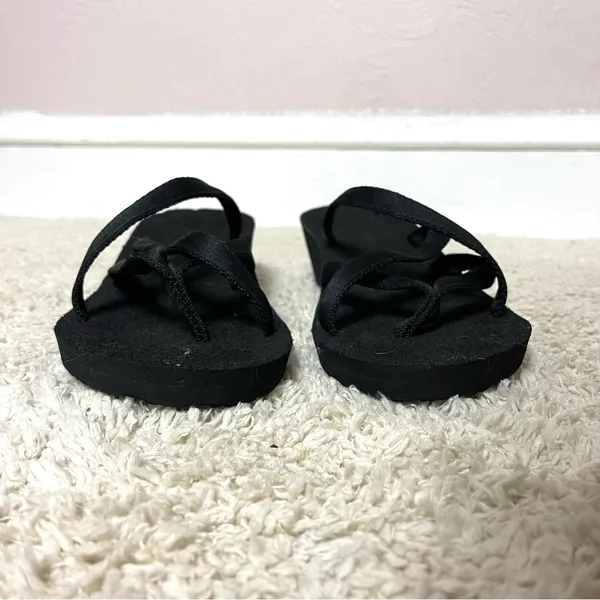 Teva Black Sandals with Yellow Logo - Image 4