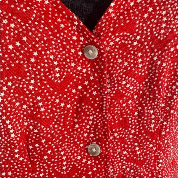 Universal Thread Red White Stars Short Sleeve Button Front Mini Dress Size L - Image 4