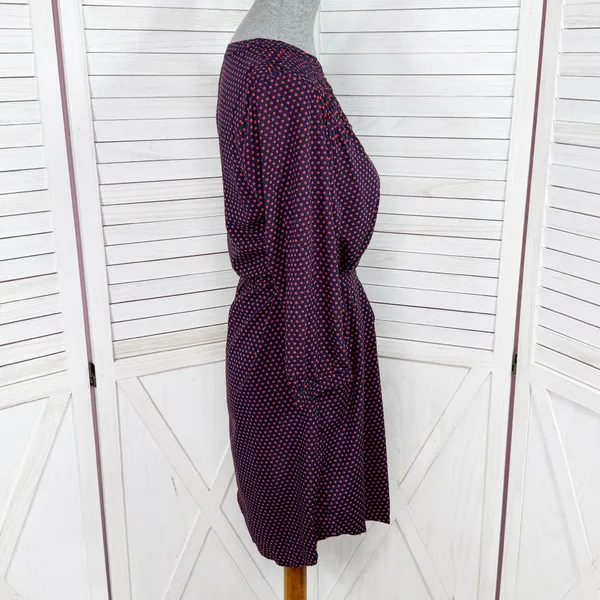 41 Hawthorn Polka Dot Belted V Neck Cloey Shirt Dress Blue‎ Red Small - Image 3