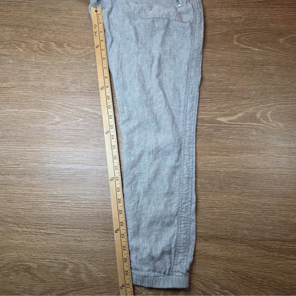 Athleta Cabo Linen Jogger Pants Women 8 Gray 100% Linen Drawstring Zip Pockets - Image 5