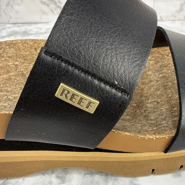 Reef Cushion Vista Higher Platform Slide Sandals Size 7.5 Black Arch Support - Image 6
