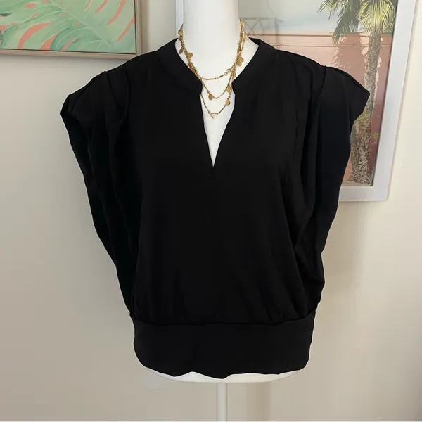 HALARA Yoga Notched Short Sleeve Top Black XL New - Image 2