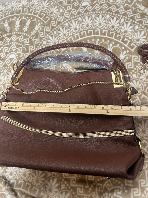 Dasein Hobo shoulder/ Crossbody Bag in soft faux leather with accent Rhinestones - Image 5