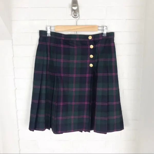 Lord & Taylor Vintage Tartan Plaid Wool Holiday Skirt Size 14P - Image 2