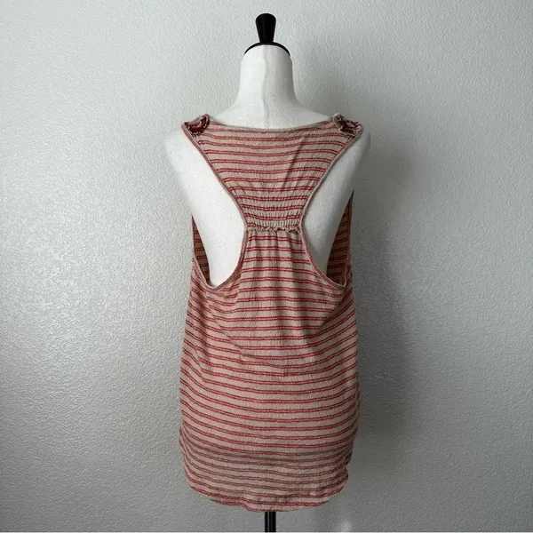 Free People Frida Floral Embroidered Striped Wrap Gauzy Knit Tank Top, Sz Medium - Image 6