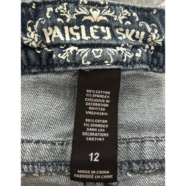Paisley Sky Women's Distressed Wash Bootcut‎ Jeans Decorative Pockets Size 12 - Image 4